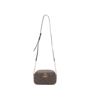 GG Marmont Small Matelassé Chevron Nappa Leather Crossbody Bag - Dark Taupe