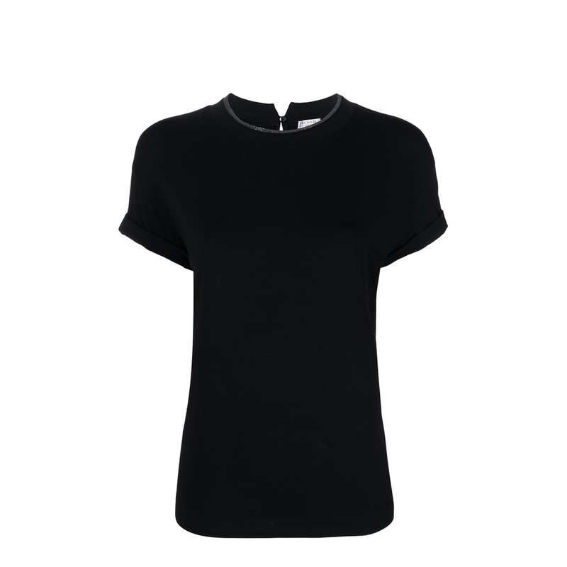 Monili-Detailed Cotton T-Shirt