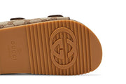 Gucci Strap Slide Sandal Beige Canvas
