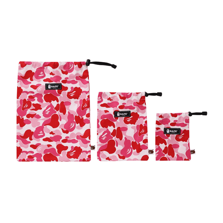 BAPE ABC Pouch 3 Piece Set Pink