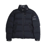 Moncler Delaume Full Zip Puffer Jacket With Stripe On Arm Navy/White