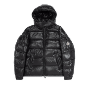 Moncler Maya Hooded Puffer Shiny Jacket Black
