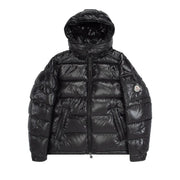 Moncler Maya Hooded Puffer Shiny Jacket Black
