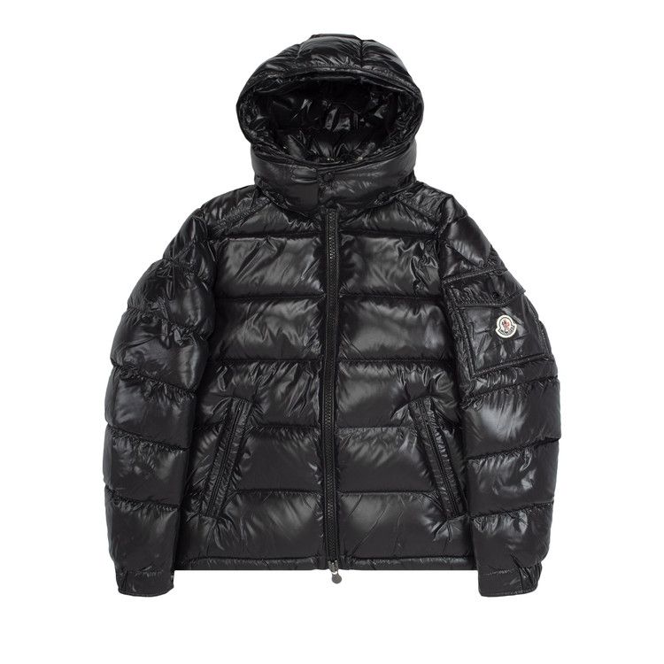 Moncler Maya Hooded Puffer Shiny Jacket Black