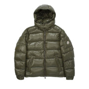 Moncler Maya Hooded Puffer Shiny Jacket Dark Green