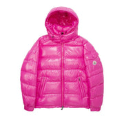 Moncler Maya Hooded Puffer Shiny Jacket Pink