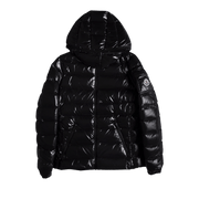 Moncler Bady Hooded Shiny Full Zip Jacket Black