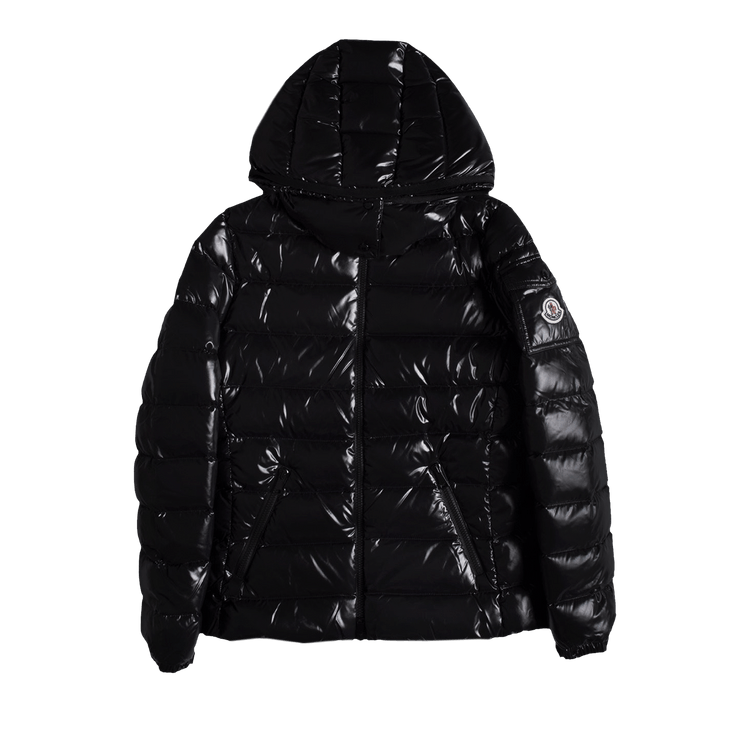 Moncler Bady Hooded Shiny Full Zip Jacket Black