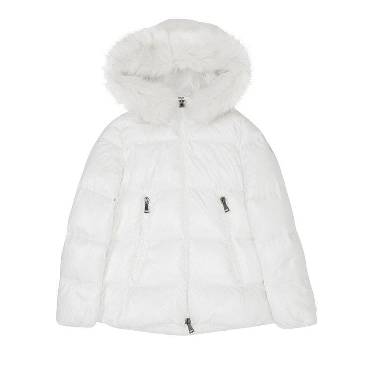 Moncler Laiche Zip Up Puffer Jacket White