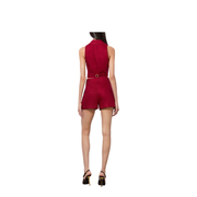 Conry Linen Cuffed Shorts In Dark Cherry