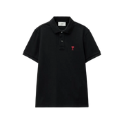 AMI PARIS Organic Cotton Regular Fit Polo T-Shirt (Black)