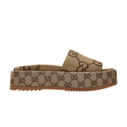 Gucci Wmns GG Lame Platform Slide Sandal 'Camel Monogram'