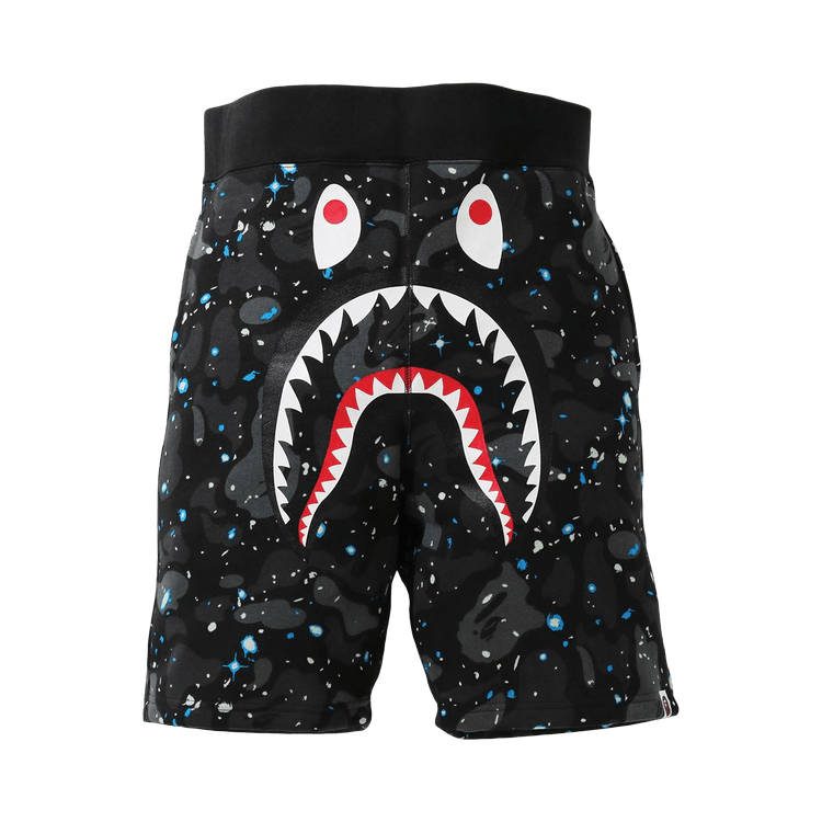 BAPE Space Camo Shark Sweat Shorts Black