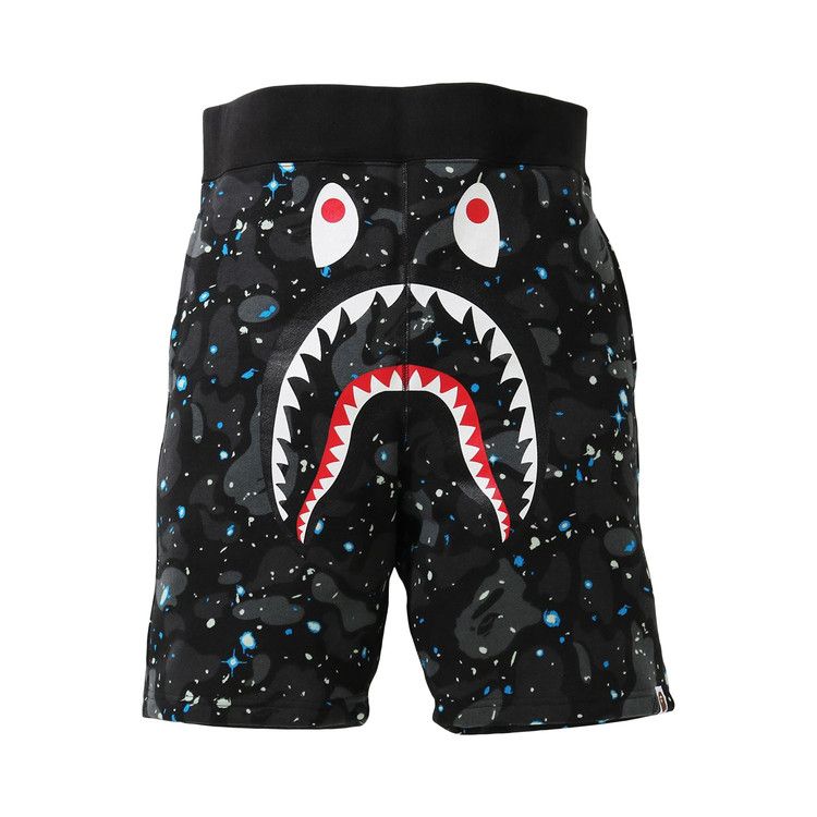 BAPE Space Camo Shark Sweat Shorts Black