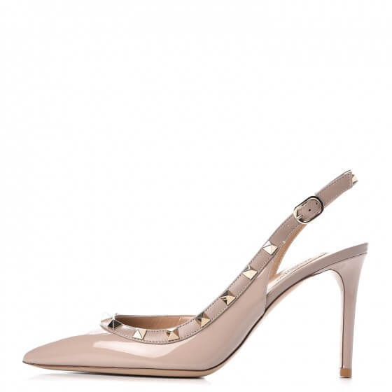Patent Rockstud Half D'Orsay Slingback 85mm Pumps 37 Poudre