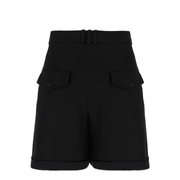 Pleated Gabardine Shorts - Black