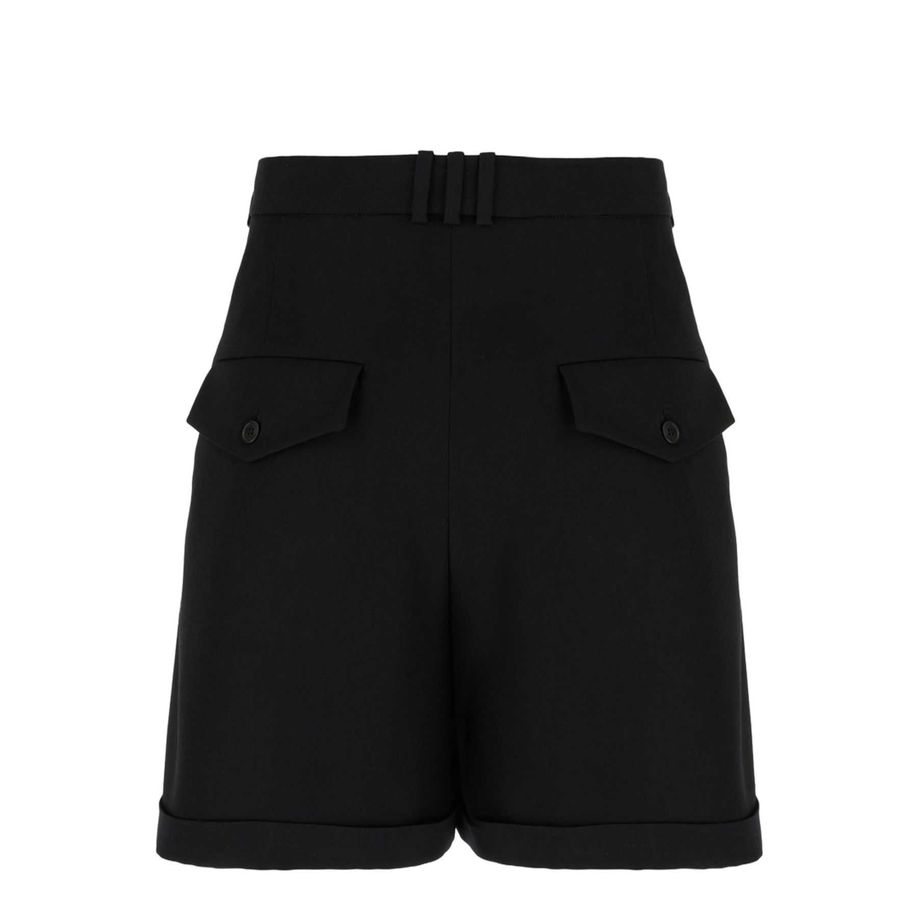 Pleated Gabardine Shorts - Black