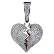 BROKEN HEART ICED OUT PENDANT (SILVER)
