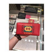 Red Printed Zipper Wallet