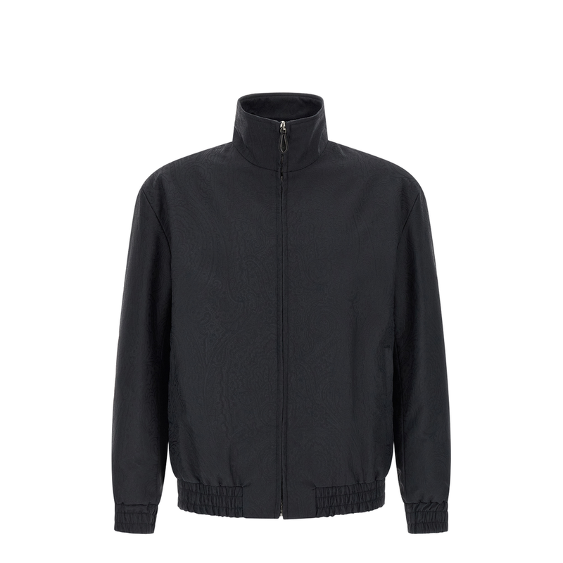Arnica Motif Turtleneck Jacquard Jacket - Navy