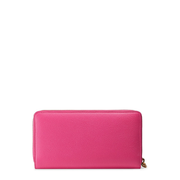 Pebbled Leather Logo Print Zip Wallet Pink