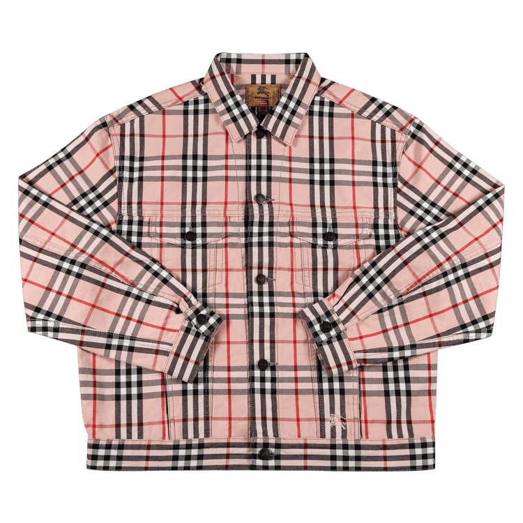 Supreme x Burberry Denim Trucker Jacket Pink