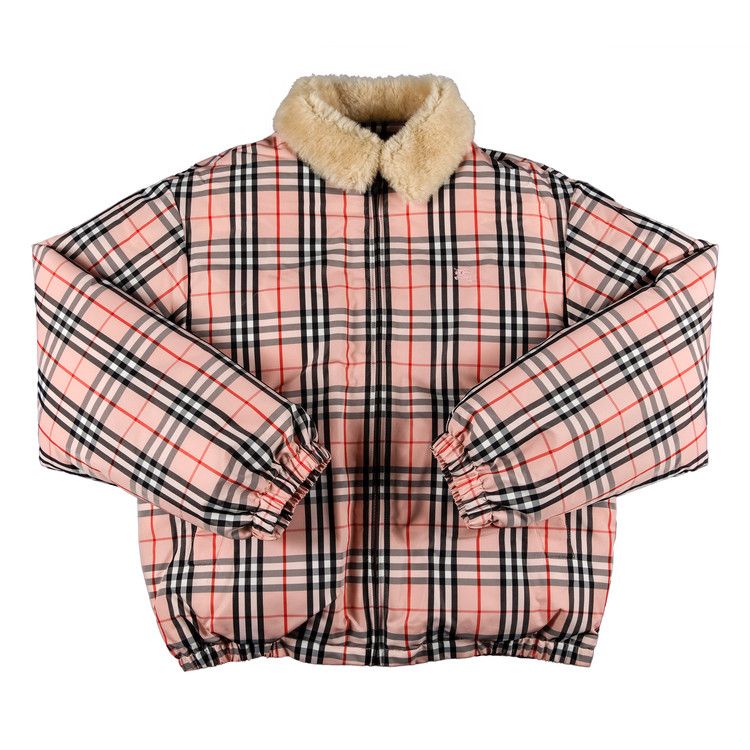 Supreme x Burberry Shearling Collar Down Puffer Jacket Pink