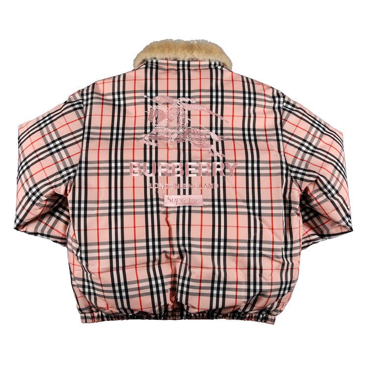 Supreme x Burberry Shearling Collar Down Puffer Jacket Pink