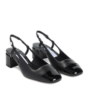Black Nappa and Patent Leather Pumps