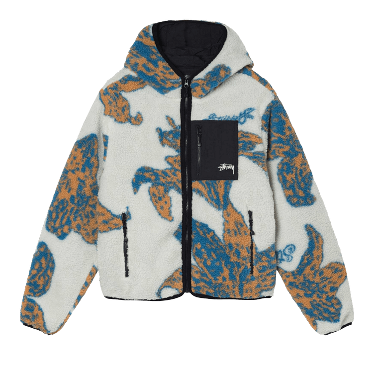 Stussy Floral Sherpa Hood Jacket Bone