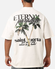 Saint Morta Paradise Mock Neck T - Shirt Off White