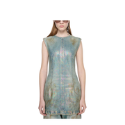 Coated Denim Dress - Mid Blue