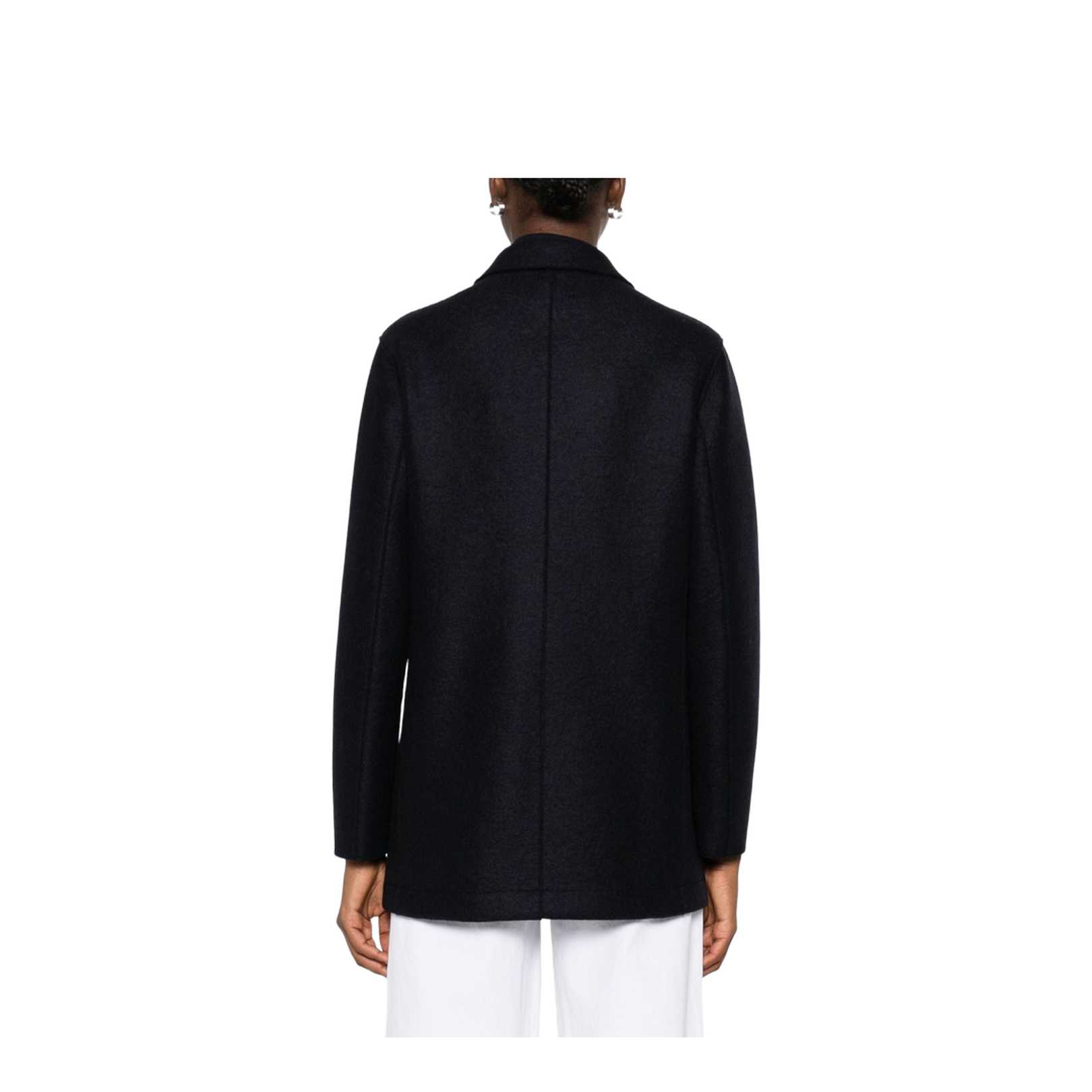 Navy Blue Gold-Button Double-Breasted Coat