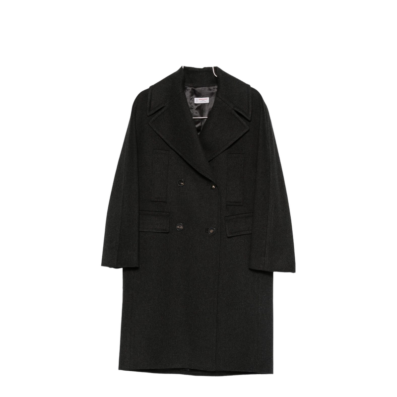 Grey Wool Double-Breasted Coat