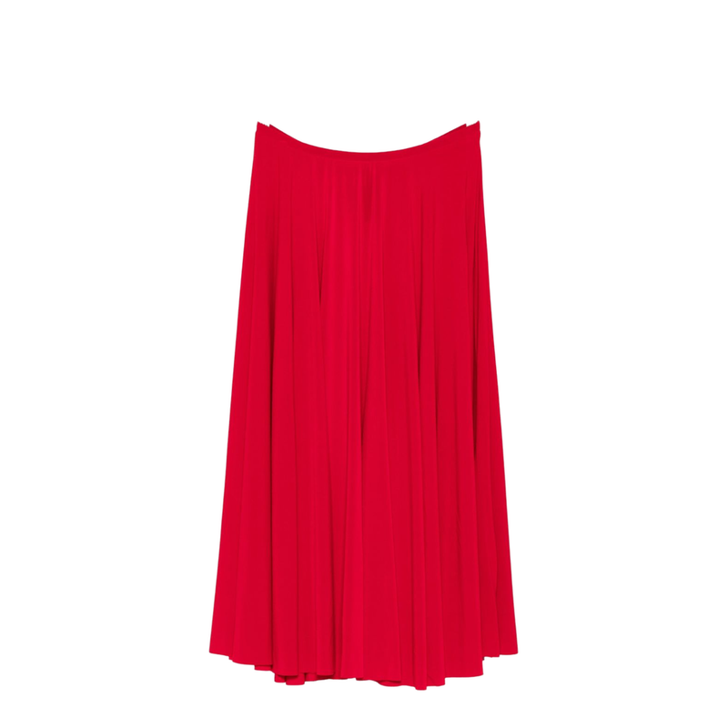 Red Flared Midi Skirt