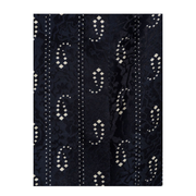 Navy Blue Paisley Print Button Fastening Mandarin Collar Long Sleeves