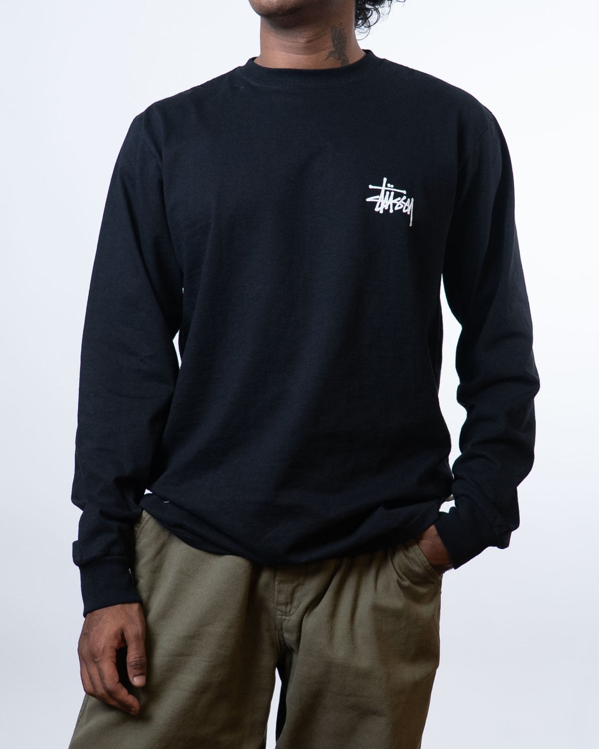 Stussy Basic Long Sleeve Black T-Shirt (M)