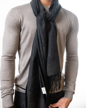 Balmain Grey and Black Scarf (One Size)