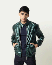 RARE Rabbit Men's Adam Green Polyester Plain Regular Fit Full Sleeve Mandarin Collar Jacket
