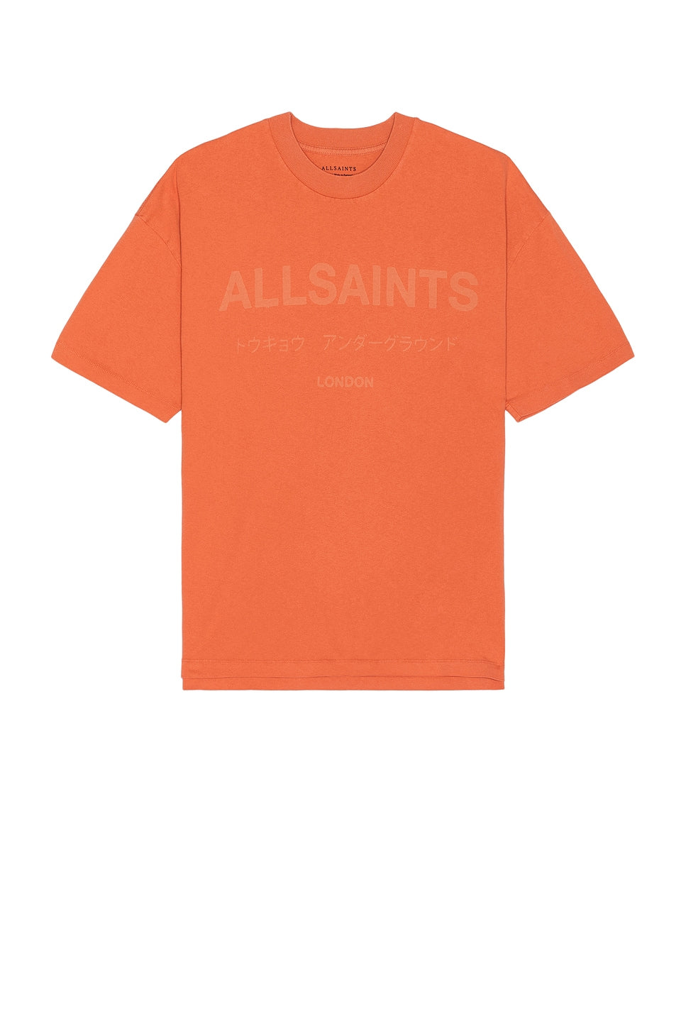 ALL SAINTS LASER SS CREW SUNTBURN ORANGE TSHIRT