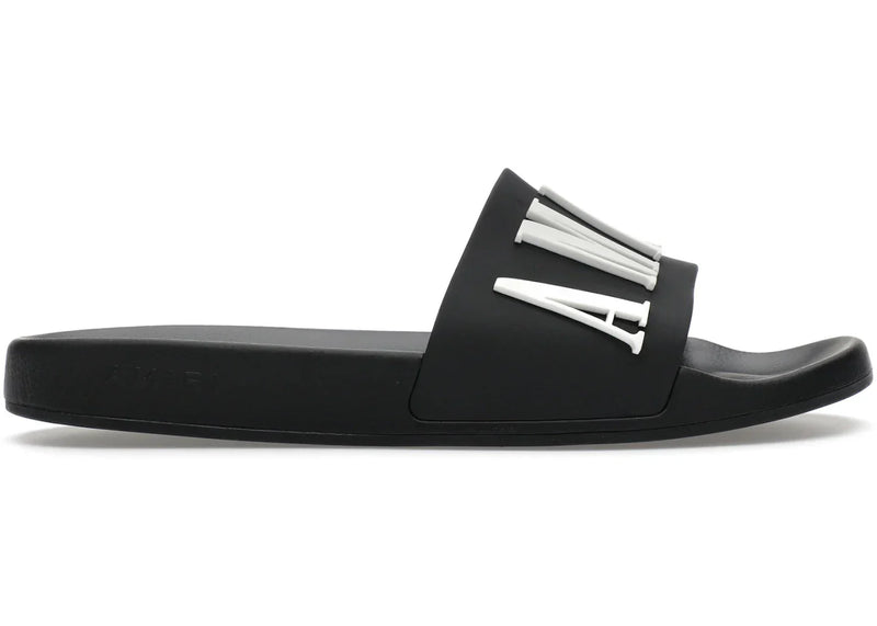 Amiri Pool Slide Debossed Logo Black Black White