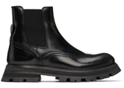 Alexander Mcqueen Leather Brogue Boot Black Natural (Women'S)