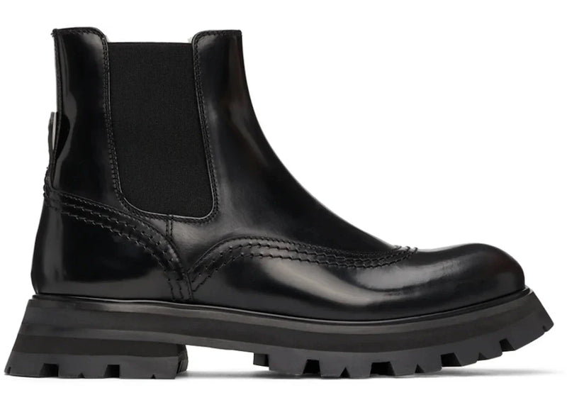Alexander Mcqueen Leather Brogue Boot Black Natural (Women'S)
