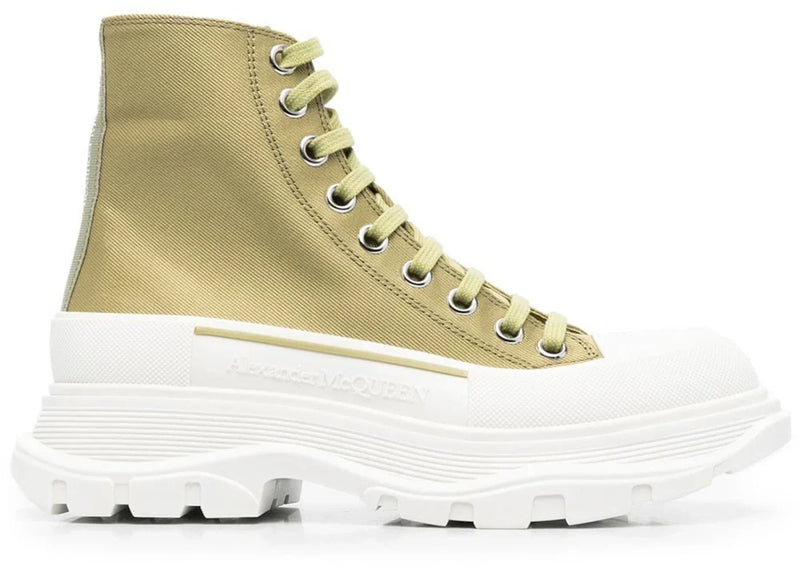 Alexander Mcqueen Tread Slick Boot Khaki White (Women'S)