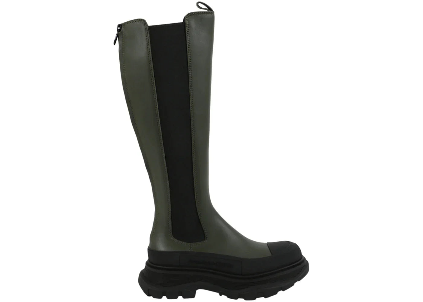 Alexander Mcqueen Tread Slick Knee High Boots Khaki Black (Women'S)