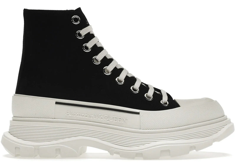 Alexander Mcqueen Tread Slick Lace Up Boot Black White