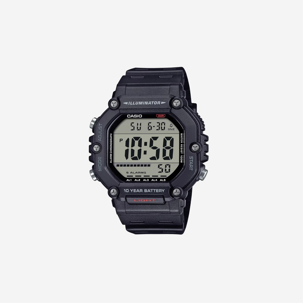 Casio AE-1600H Series / Black / 10-Year Battery / LED Illuminator / Digital Watch