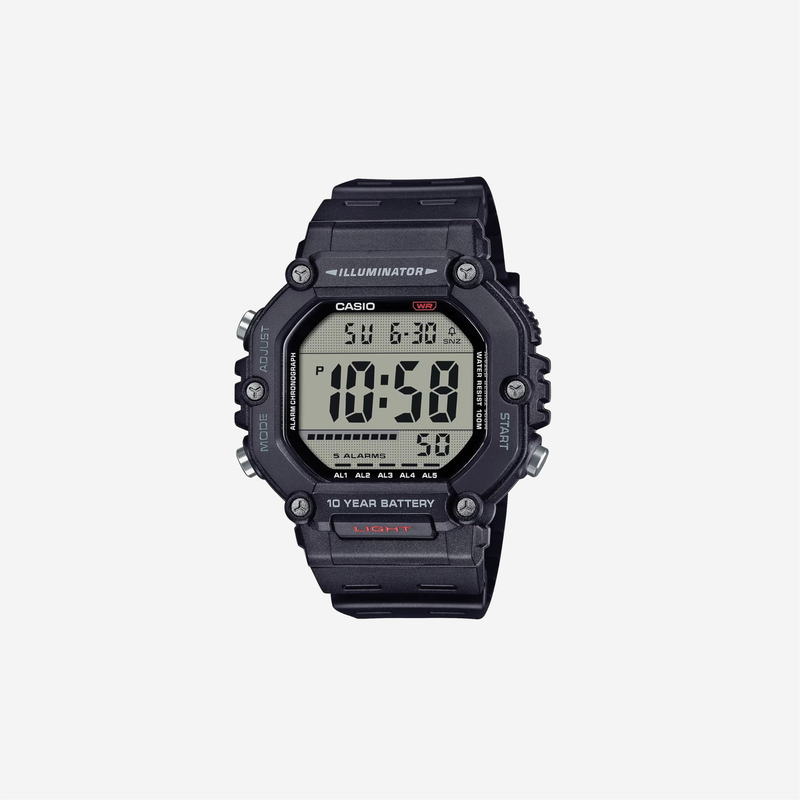 Casio AE-1600H Series / Black / 10-Year Battery / LED Illuminator / Digital Watch