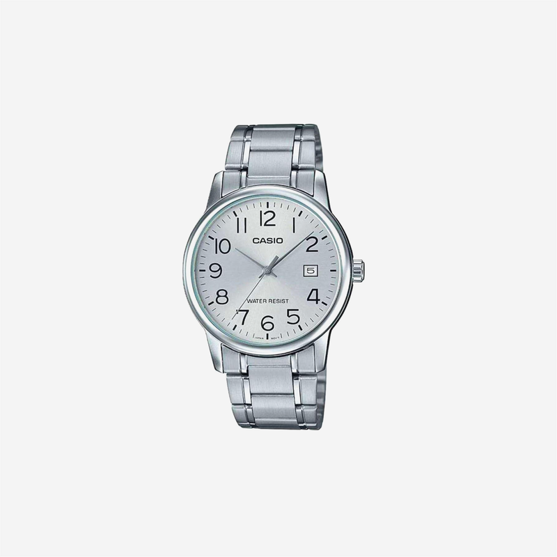 Casio MTP-V002D-7B Standard Analog Stainless Steel Date Silver Dial Watch