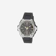 Casio Illuminator Quartz Sport Watch with Black Resin Strap Heavy Duty Metal Bezel Model: MWA100H-1A2V Silver-Tone